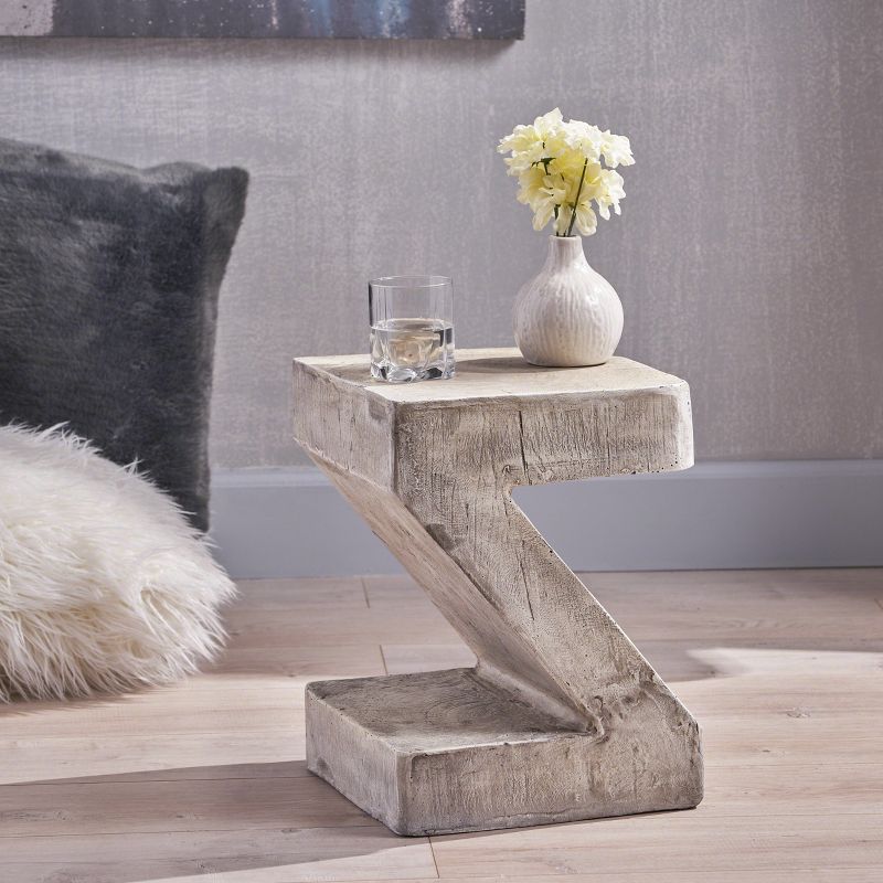 HOMLUX Light Gray Concrete Side Table - Modern Art-Inspired Accent for Living Spaces - Light Gray, 2 of 7