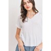 Slickblue Women's V-Neck Rolled-Up Sleeve Waffle Top, Raw Hem, Perfect for Casual Outings, Marshmallow, S - 3 of 4