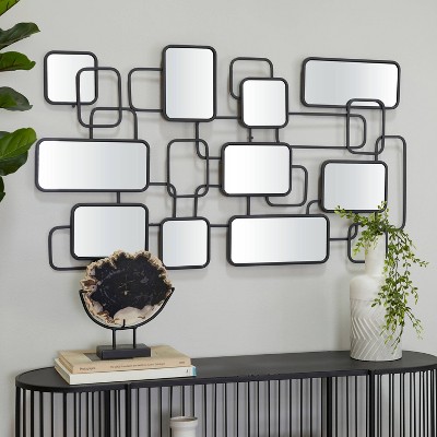 25.5" x 44.8" Modern Metal Rectangle Wall Mirror Black - CosmoLiving by Cosmopolitan