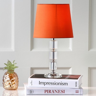 Erin Crystal Cube Table Lamp with Burnt Orange Shade, Set of 2