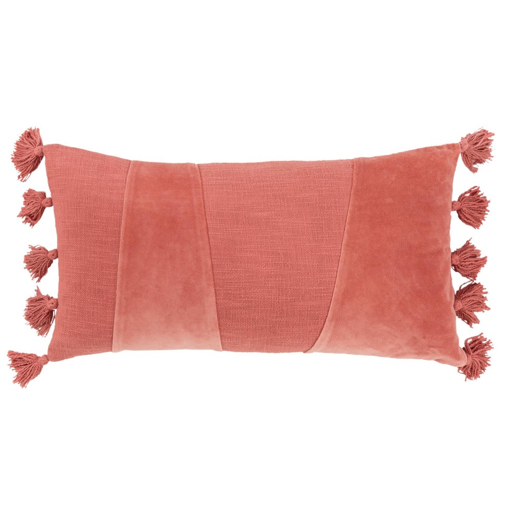 Photos - Pillowcase 14"x26" Oversized Geometric Lumbar Throw Pillow Cover Terracotta Pink - Ri