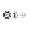 Black Rhodium Plated Silver Diamond Double Halo Solitaire Milgrain Stud Earrings - 3 of 4