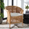 Jessica Rattan Accent Chair W/ Cushion - ACH6519A - White/Honey Brown Wash - Safavieh - 2 of 4