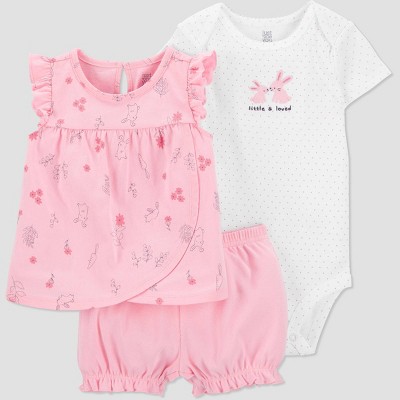 Image of Carter's Just One You® Baby Girls' Bunny Top & Bottom Set - Pink 3M