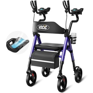 VOCIC Z22 Upright Rollator with GelCool Seat, Adjustable Armrests & 8" All-Terrain Wheels. Holds 300lbs-Purple - 1 of 4