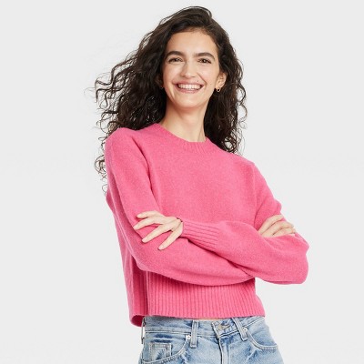 Women's Crewneck Cashmere-like Pullover Sweater - Universal Thread™ Pink S  : Target