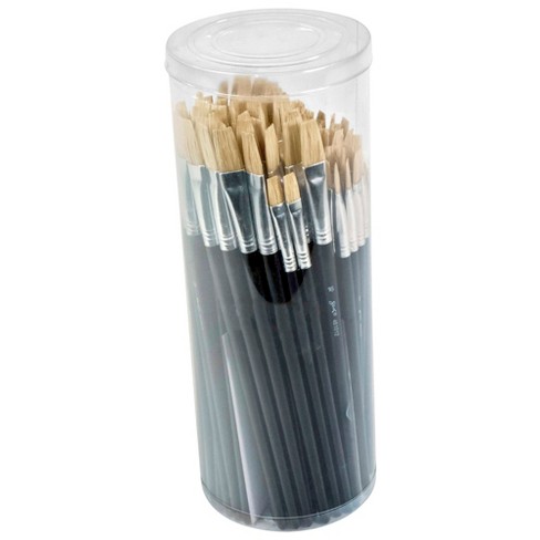 Jack Richeson White Synthetic Brush Classroom Pack, Assorted Brush Types,  Long Handle, Assorted Sizes, Pack Of 36 : Target