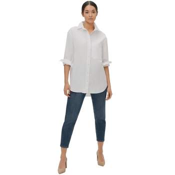 ellos Women's Plus Size Oversized Shirt With Chest Pocket