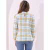 INSPIRE CHIC Women's Bow Tie Neck Keyhole Back Grid Checks Office Work Blouses - 4 of 4