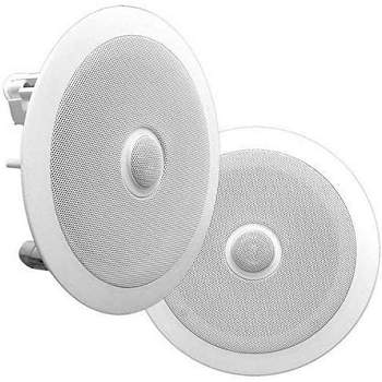 Pyle 8” Ceiling Wall Mount-Pair Of 2-Way Mid Bass Woofer Speaker - White