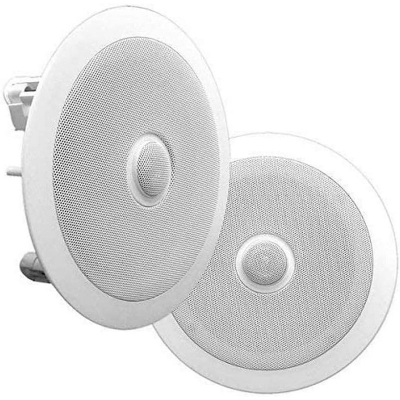 Pyle 8” Ceiling Wall Mount-Pair Of 2-Way Mid Bass Woofer Speaker - White, 1 of 8