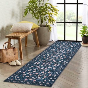 Washable Area Rugs Soft Bedroom Rugs, Floral Print Non-Slip Modern Rug, Stain Resistant Throw Rug Carpet for Office Dining Room Home Decor - 1 of 4