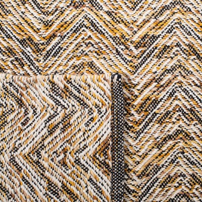Gold and Black Handmade Wool Flat Weave Runner Rug