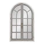 28" x 44" Boldmere Wood Windowpane Arch Mirror White/Gray - Kate and Laurel