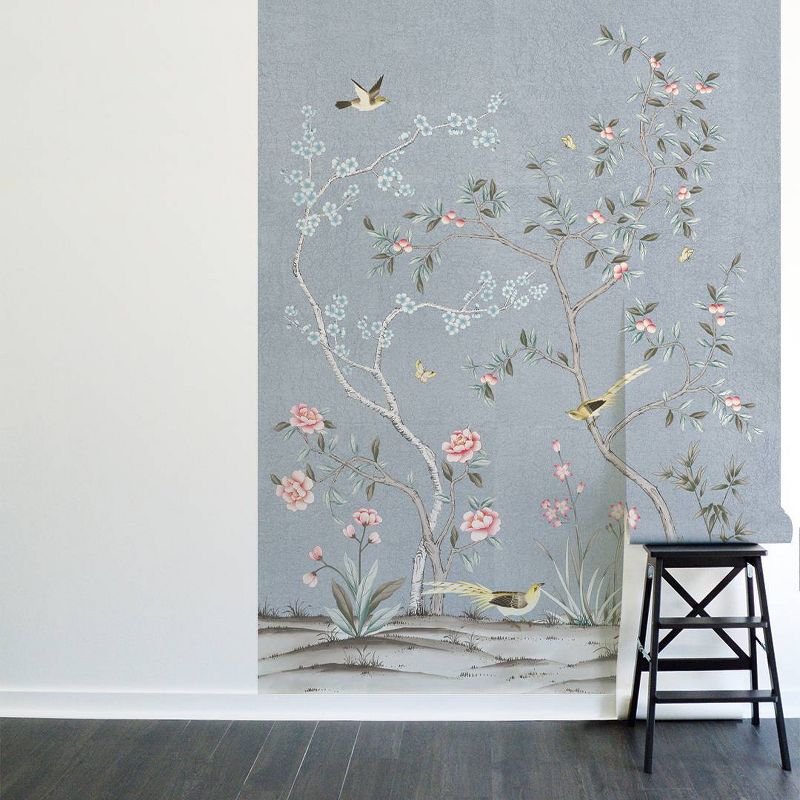 Tempaper &#38; Co. 108&#34;x78&#34; Chinoiserie Garden Ice Blue Removable Peel and Stick Vinyl Wall Mural, 2 of 6