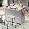 Zeus & Ruta Kitchen Island on Wheels with Drop Leaf, Trash Can Storage, Spice Rack, Towel Rack & Adjustable Shelf - 4 of 4