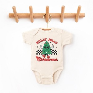 The Juniper Shop Holly Jolly Christmas Tree Baby Bodysuit - 12 Month - Natural - 1 of 3