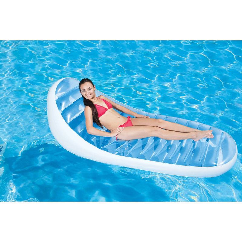 Poolmaster Swimming Pool Float Contour Inflatable Mattress - Blue/White, 3 of 8