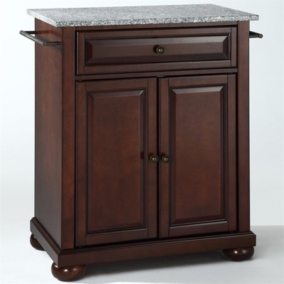 Wood Solid Granite Top Kitchen Island in Mahogany Brown - Bowery Hill