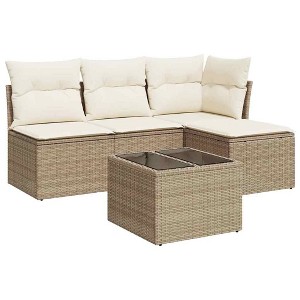vidaXL Garden Sofa Set Beige, Cream white - 1 of 4