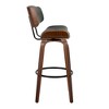 30" Mid-Century Modern Fixed-Height Swivel Barstool with Light Faux Leather and Natural Wood, Set of 2 - 3 of 4