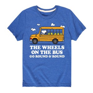 Boys' - Peanuts - Snoopy and Woodstock The Wheels On The Bus Short Sleeve Graphic T-Shirt - 1 of 4