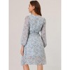 Allegra K Women's Boho Floral V Neck Tie Waist Long Sleeve Chiffon Wrap Midi Dress - 4 of 4