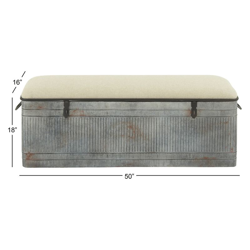 Farmhouse Upholstered Metal Storage Bench - Olivia & May, 6 of 22