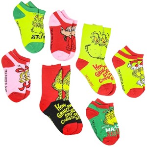 Dr Seuss Kids How GRINCH Stole Christmas Week Of Socks Mix and Match 7 Pairs Gift Box Set (Sock Size 7-9) Multicoloured - 1 of 4