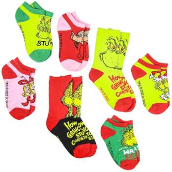 Dr Seuss Kids How The Grinch Stole Christmas Week Of Socks Mix and Match 7 Pairs Multicoloured