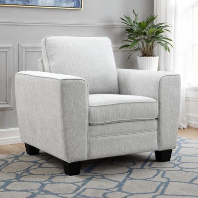 Sapphtopaz Modern Accent Chair with Track Armrest Upholstered Bedroom Chair with Slightly Tapered Leg Soft Single Chair for Living Room, Bedroom