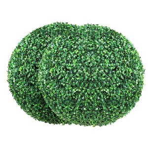 VEVOR Artificial Topiaries Boxwood Trees, 20” Tall (2 Pieces), Ball-Shape Faux Topiaries Plant, All-year Green Feaux Plant Decorative Balls,Green - 1 of 4