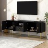 XIYUYEU TV Stand for 70 Inch TV with Metal Handles and Legs,TV Console Table with 1 Drawer and 2 Cabinets,Black/White - 2 of 4