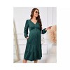 Clearlove Womens Elegance Maternity Dresses Long Sleeve Midi Dress Casual V Neck Button Down Tiered Flowy Aline Waist Shirt Dress - 4 of 4