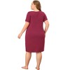 Women's Plus Size Lace V Neck Short Sleeves Solid Lounge Midi Nightgowns - Agnes Orinda - 4 of 4