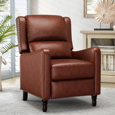 Arceso Faux Leather Push Back Recliner Chair, 20 Inch Upholstered Recliner Chairs,  Modern Pushback Recliner Chair for Bedroom, Living Room