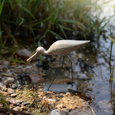 Hudson Brown Metal Crane Bird Figure with Sculpted Wood Finish