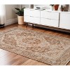 Sand And Brown Floral Medallion Area Rug With Fringe - 2 of 4