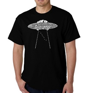 LA Pop Art Men's Word Art T-shirt - Flying Saucer UFO - 1 of 4