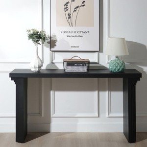 Modern Wooden Entryway Console Table,58in Rectangle Side Table with Carved Legs,Living Room Narrow Console Table-Cuddlewood - 1 of 4