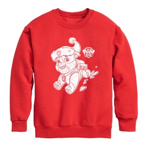Boys' - Paw Patrol - Rubble Santa Hat Graphic Long Sleeve Fleece Sweatshirt - 1 of 4