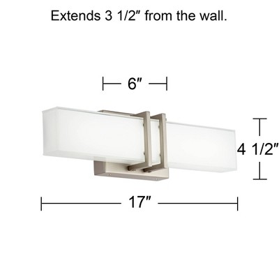 Exeter 19" Brushed Nickel LED Bathroom Wall Light with Silk-Screen Glass