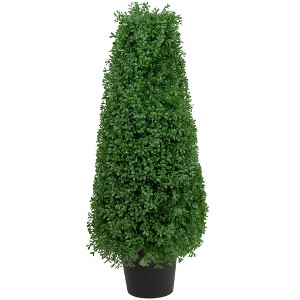 Northlight 30" Artificial Boxwood Cone Topiary Tree with Round Pot, Unlit - 1 of 4