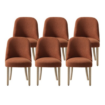WestinTrends Genevieve Mid-Century Modern Upholstered Boucle Dining Chair (Set of 6)