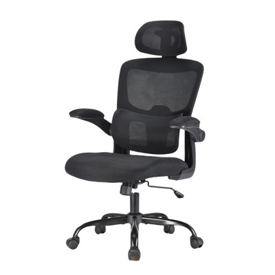 Fontoi Task and Office Chairs, Ergonomic Chair with Flip-up Armrests and Adjustable Lumbar Support for Home Office, Black, 26.18"*45.66"*26.18"