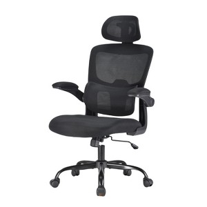 Fontoi Task and Office Chairs, Ergonomic Chair with Flip-up Armrests and Adjustable Lumbar Support for Home Office, Black, 26.18"*45.66"*26.18" - 1 of 4