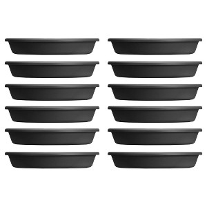 HC Companies Classic Plastic 21.13 Inch Round Flower Planter Saucer for 24 Inch Pots with Drip Tray for Moisture Collection, Black (12 Pack) - 1 of 4