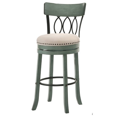 Set Of 2 29" Darlowe Swivel Counter Height Barstools Antique Green ...
