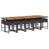 vidaXL 11-Piece Patio Dining Set with Cushions - Poly Rattan Black/Acacia Wood - Outdoor/Garden/Backyard/Patio - 3 of 4
