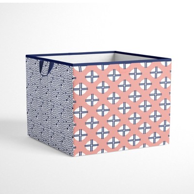 Bacati - Olivia Coral/Navy Storage Box Large